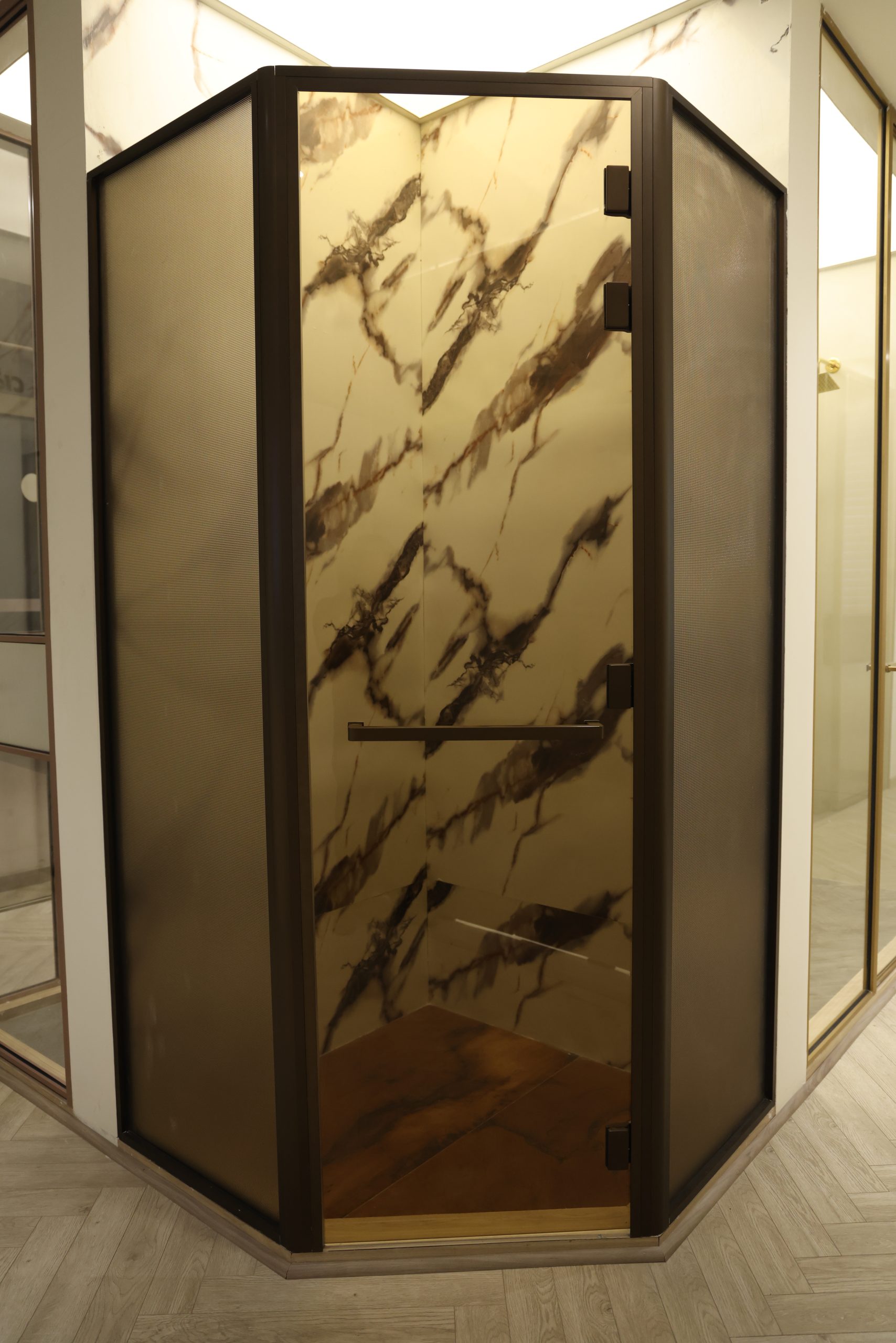 Framed Shower Partition With Frameless Door